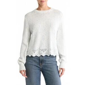 French Connection Nevanna Scalloped Hem Sweater White Blue XL